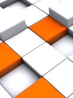 Patrón Geométrico Naranja y Blanco