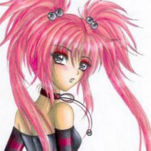 Chica Anime con Cabello Rosa