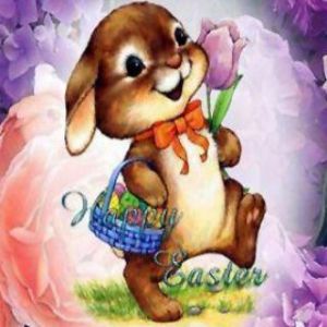 Conejo de Pascua con Flores