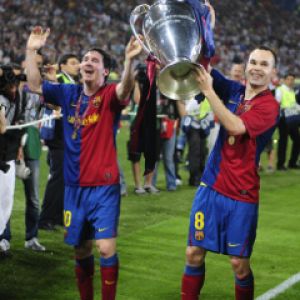 Messi e Iniesta Celebran la Victoria