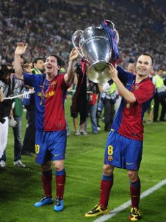 Messi e Iniesta Celebran la Victoria