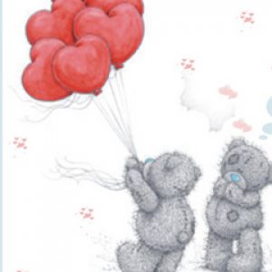 Ositos adorables con globos en forma de corazón