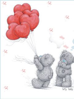Ositos adorables con globos en forma de corazón