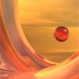 Esfera Roja Abstracta en el Atardecer