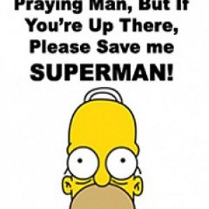 Homer Simpson Orando a Superman
