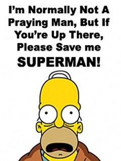 Homer Simpson Orando a Superman