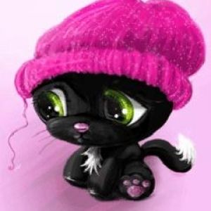 Gato Negro Lindos con Sombrero Rosa