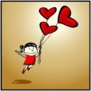Chica con globos en forma de corazón