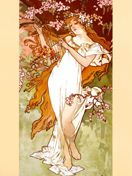 Mujer Art Nouveau con Flores