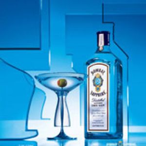 Arte de Gin Azul y Vaso