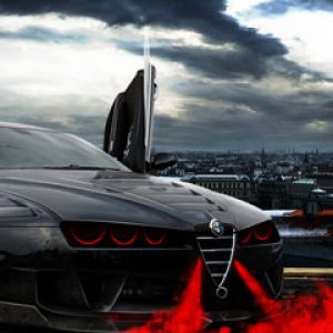 Coche Deportivo Negro Alfa Romeo