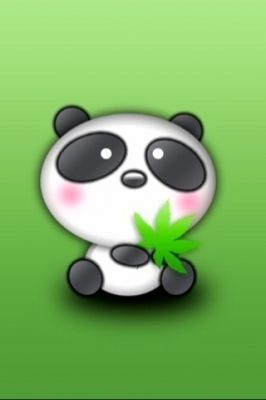 Panda Lindos Sosteniendo Hoja