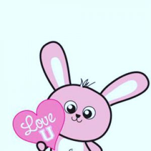 Conejo Bonito Sosteniendo Corazón de Amor