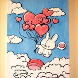 Conejito Bonito con Globos de Corazón
