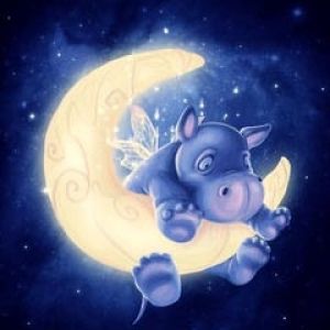 Hipopótamo lindo en la luna