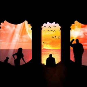 Silhouette Romántica al Atardecer