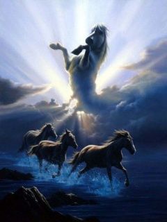 Caballos Majestuosos en un Paisaje Fantástico