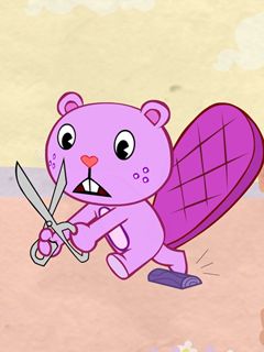 Castor Rosa Divertido con Tijeras