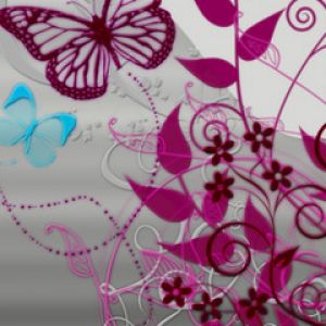 Diseño Colorido de Mariposa y Flores