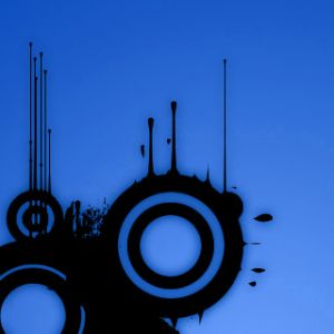 Arte Abstracto Azul con Círculos