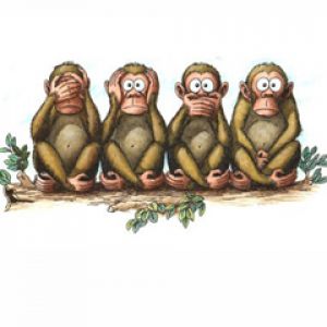 Ilustración de los Tres Monos Sabios