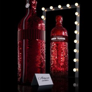 Botella Roja con Lentejuelas