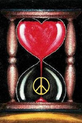 Reloj de Arena con Corazón y Símbolo de Paz