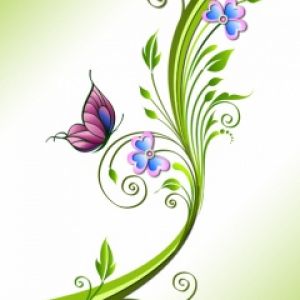 Diseño de Mariposa y Flores
