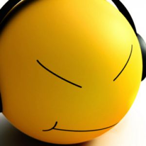 Cara Sonriente Cool con Auriculares