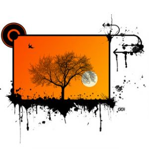 Silueta Abstracta de Árbol al Atardecer