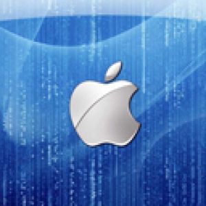 Logo de Apple en Fondo Azul