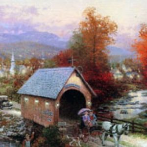 Paisaje de Otoño con Puente Cubierto