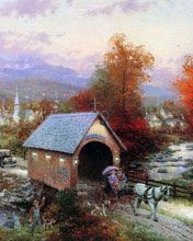 Paisaje de Otoño con Puente Cubierto