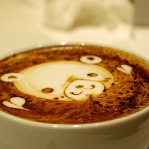 Arte de café de panda lindo
