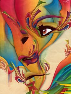 Arte Abstracto Colorido de Rostro