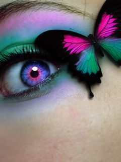 Maquillaje de Ojos con Mariposa Colorida