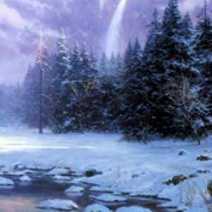 Paisaje Invernal con Cascada