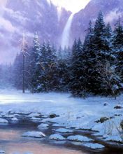 Paisaje Invernal con Cascada