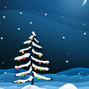 Árbol de Navidad en paisaje nevado