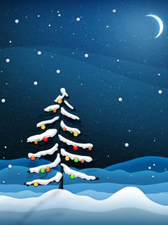 Árbol de Navidad en paisaje nevado