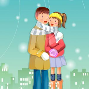Pareja en un país invernal