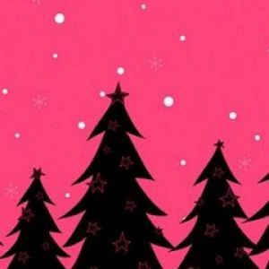 Árboles de Navidad en fondo rosa