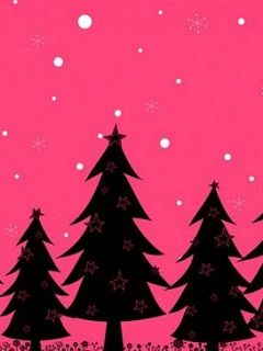 Árboles de Navidad en fondo rosa