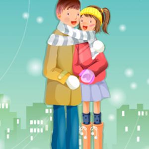 Pareja en un país invernal