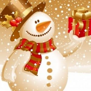 Muñeco de Nieve Alegre con Regalo