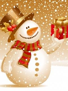Muñeco de Nieve Alegre con Regalo