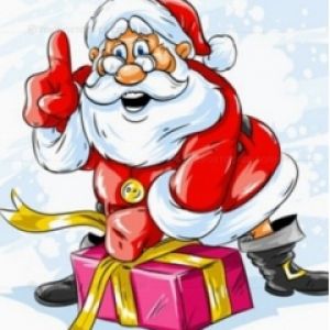 Santa Claus Alegre con Regalo