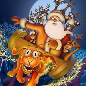 Santa Claus y renos divertidos
