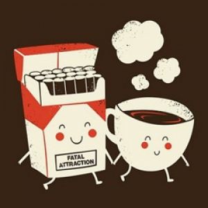 Ilustración linda de café y cigarrillos