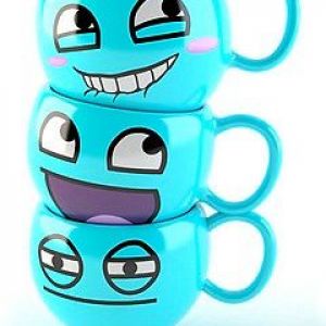 Tazas Azules Divertidas con Caras